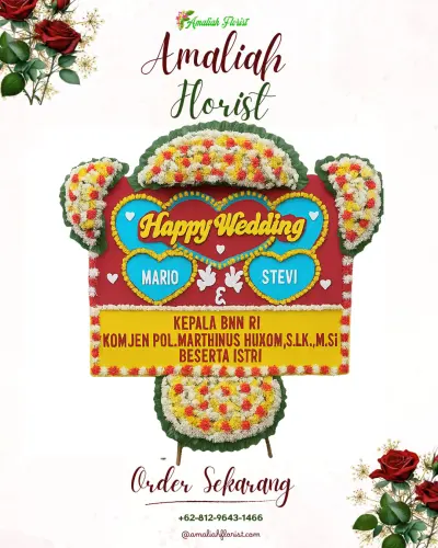 Karangan Papan Bunga Pernikahan di Tipar Raya